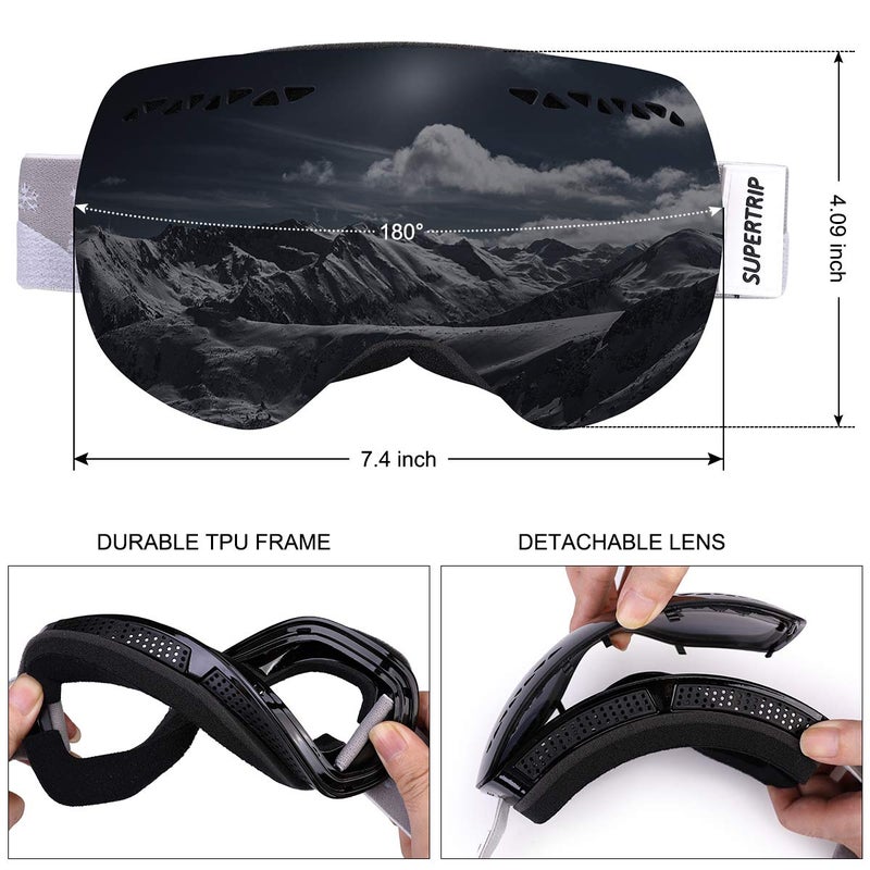 Supertrip Professional Ski Goggles for Men and Women Double Lens Anti-Fog Big Spherical Skiing Unisex Multicolor Snow Goggles - Image 5